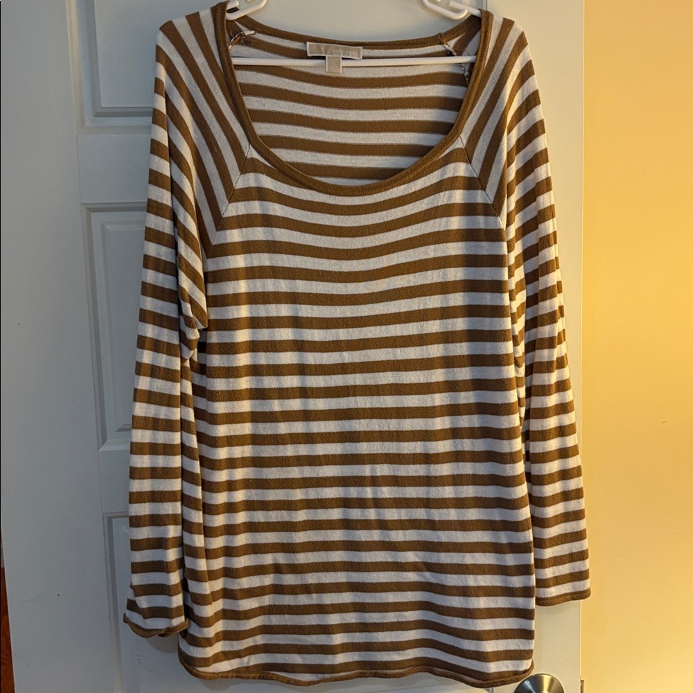 Michael Kors Striped Long Sleeved Knit Top L/XL